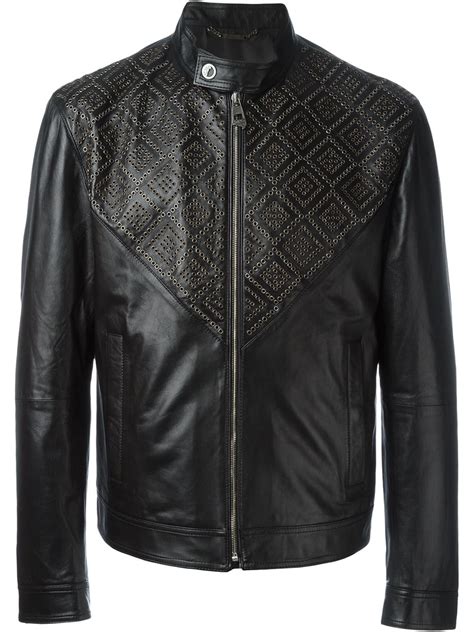 men jacket versace on|used Versace men leather jacket.